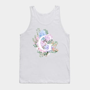 botanical monogram alphabet G hydrangea flowers Tank Top